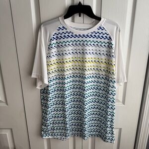 Cascade Sport White Short Sleeve Multicolor Diamond Athletic Men's Size‎ Large